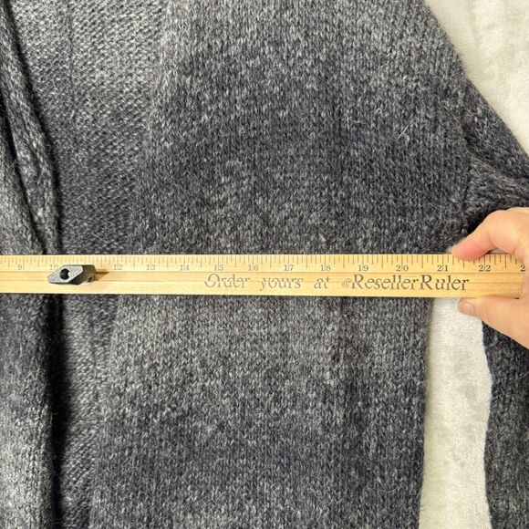James Perse Sweater Womens 2 Gray Striped Long Line Duster Alpaca Wool Cardigan - Picture 6 of 7